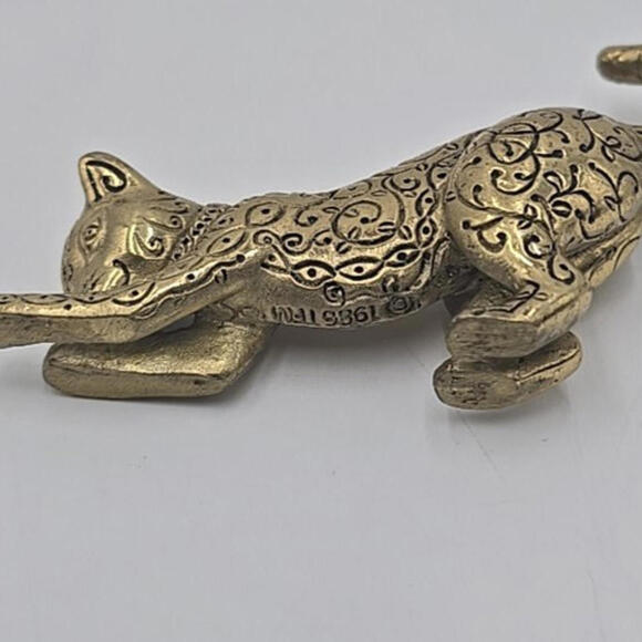 Vtg Franklin Mint Curio Cabinet Cat‎ Collection Figurine Asian 1986 Brass Etched - Picture 5 of 15